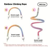 TEMU Juego de 3 Perchas para Aves con Cuerda - Juguetes Escalables Flexibles con Extremos Metálicos, Fácil Montaje en Jaula, Divertidos y Coloridos para Loros, Periquitos, Cacatúas y Más