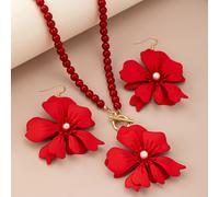 TEMU Juego de 3 Piezas: Collar con Colgante de Flor Elegante y un Par de Aretes de Flor para Mujer, Ideal para Noches y Fiestas