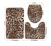 TEMU Juego de 3 piezas de Alfombrillas de Baño con Estampado de Leopardo y Serie Floral , Cubierta de Asiento de Inodoro y Alfombra para Pies de U