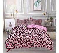 TEMU Juego de 3 piezas de nórdica rosa con estampado de leopardo sexy, moderno, y , dos fundas de almohada (no la edredón ni los rellenos de almohada)