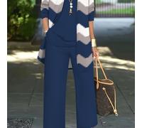 TEMU Juego de 3 Piezas para Mujer: Cárdigan de Rayas con Bloque de Color y Estampado, Chaqueta con Chaleco y Pantalones Elegantes y Casuales, para el Uso Diario