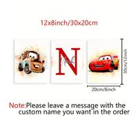 TEMU Juego de 3 Piezas Sin de Póster Personalizado de Disney con Ilustración de para Habitación de Niños, Cuadro Acuarela de Vehículos, Regalo de para