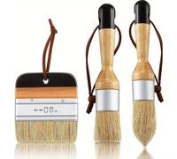 TEMU Juego de 3 pinceles para tiza y pintura de cera con de madera - Cerdas , formas para pintura acrílica en muebles de madera y decoración del hogar