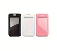 TEMU Juego de 3 Portaidentificaciones Deslizantes en - + 1 Rosa, Protector Vertical de Plástico Duro con Ventana Transparente para Tarjetas de Identificación, Claves de Proximidad y de Oficina o