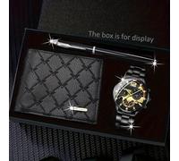 TEMU Juego de 3 Relojes de Lujo para Hombre + Multifuncional + Bolígrafo Elegante, Regalo Romántico para Novio/Padre/