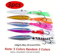 TEMU Juego de 3 Señuelos para Pesca en 40g-200g, Anzuelo de Metálico Hundible de 6.5cm-11cm para Pescar Marlín y Robaliza