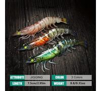 TEMU Juego de 3 señuelos suaves diseñados para la pesca, que imitan camarones de río y cangrejos, ideales para atraer peces