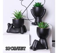 TEMU Juego de 3 suculentas artificiales de aloe vera en macetas pequeñas de dibujos animados, hechas de material PE negro, perfectas para fiestas al y decoración del hogar.