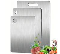 TEMU Juego de 3 tablas de cortar de acero inoxidable para cocinas domésticas: corta frutas, verduras, carne y pan sin con diseño para alimentos y fácil de limpiar