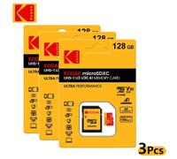 TEMU Juego de 3 tarjetas Micro SD KODAK con capacidades de 64GB, 128GB y 32GB, con especificaciones C10 TF SDXC U3 V30 para almacenamiento 4K, un adaptador para uso en PC