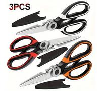 TEMU Juego de 3 tijeras de cocina versátiles, diseñadas para uso , con , agarre , acero inoxidable y aptas para lavavajillas para una fácil limpieza