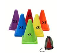 TEMU Juego de 30 conos de tráfico multicolores de 9 pulgadas, conos de entrenamiento de fútbol de plástico flexibles, material de educación física universal para deportes y entrenamiento