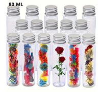 TEMU Juego de 30 tubos de ensayo de plástico transparente con tapas de de aluminio, ideal para muestras, de baño, granulados y líquidos