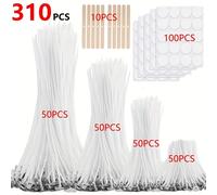 TEMU Juego de 310 | de 1 /3.5 pulgadas/6 pulgadas/8 pulgadas, 10 soportes para etiquetas adhesivas para para velas de pie y velas, quema negro, de plástico