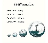 TEMU Juego de 35 Bolas de Espejo Disco de Vidrio - Decoraciones Reflectantes Plateadas, Ideales para Fiestas, , Ceremonias de Graduación - Adorno Colgante sin Electricidad, para Celebraciones
