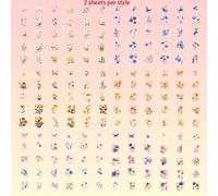 TEMU Juego de 360 Pegatinas con Lenguaje Floral para , Mariposas y Hojas - Adecuado para Scrapbooking DIY, Material para Libros, Fundas de Teléfono y Equipaje, Calidad Autoadhesivas PET
