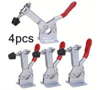 TEMU Juego de 4 abrazaderas de palanca de hierro de resistencia, juego de herramientas manuales de rápida, con una capacidad de sujeción de 220.46LB, con sujeción horizontal GH-201B para una fijación