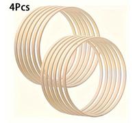 TEMU juego de 4 aros de madera de bambú, que miden de 13 cm, es para crear decoraciones de boda, , guirnaldas y colgantes de pared.