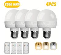 TEMU Juego de 4 bombillas LED inteligentes recargables, E26/E27 con control remoto para de color y ajustables, recargables por USB para , dormitorio, lámparas colgantes y lámparas de pie