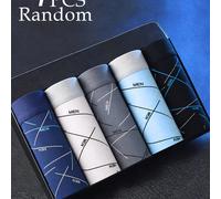 TEMU Juego de 4 bóxers tipo calzoncillos para hombre, surtidos, con patrones geométricos de bloques de color de líneas rectas y estampados de . Sencillos, elegantes y informales.