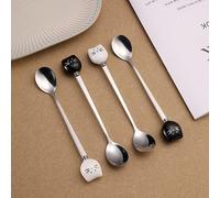TEMU Juego de 4 Cucharas de Acero Inoxidable con Diseño de Gatos para Café y Espresso - Ideales para Helado, Té o Sopa en la Cocina, Comedor o