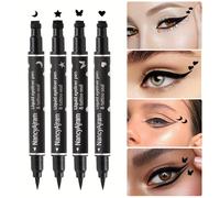 TEMU Juego de 4 Delineadores Líquidos NancyAjram con Sellos de Punta - Impermeable, Duradero, - Formas de , Luna, , Estrella para Maquillaje de Ojos , Sello de Delineador