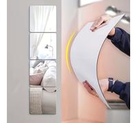 TEMU Juego de 4 Espejos Acrílicos - Inastillables, Decoración de Pared Pulida para Gimnasio en Casa, Dormitorio y Baño