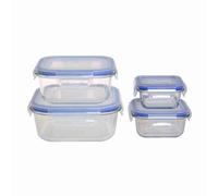 TEMU Juego de 4 Fiambreras Cuadradas ® en Vidrio con - Capacidades: 150 - 320 - 800 y 1100 ml - Cristal Resistente