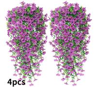 TEMU Juego de 4 flores sintéticas colgantes para decoración, 30 pulgadas de largo, con orquídeas realistas resistentes a los rayos UV, perfectas para decorar ventanas, jardines, paredes, , patios y
