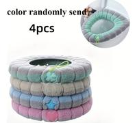 TEMU Juego de 4 Fundas para Asiento de Inodoro Suaves y Cálidas - Almohadillas de Tela Elásticas y Lavables en , Verde, Rosa y Rayas Azules, Ajuste para Asientos Ovales, Estilo