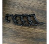 TEMU Juego de 4 ganchos de pared rústicos negros de hierro fundido - Decoración de pared estilo vintage de granja, ganchos de metal resistentes adecuados para abrigos, bolsos y sombreros.