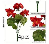 TEMU Juego de 4 geranios resistentes a los rayos UV - Flores sintéticas , perfectas para decorar interiores y exteriores, ideales para jardines, patios y como de mesa en