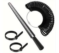 TEMU Juego de 4 herramientas de medición - Anillos de medición en grados americanos y británicos - Varillas de anillo - Bandas de medición en grados ingleses y americanos - Ideal para joyería DIY