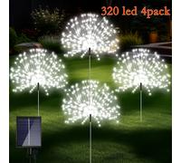 TEMU Juego de 4 luces de artificiales solares - 240/320 LED, iluminación exterior para jardín, con 8 de cambio de color - Ideal para patios, y decoraciones para , Navidad, Halloween y Ramadán