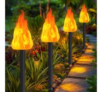 TEMU Juego de 4 luces LED solares con diseño de llamas parpadeantes, perfectas para exteriores como jardines, , y fiestas. Ideales para camping y decoraciones navideñas.
