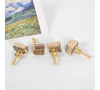 TEMU Juego de 4 Manijas Universales para Cajones de Gabinete con Metálica y Cristal de Marrón Chapado en Oro, Decoración para el Hogar, Hotel, Villa y Oficina