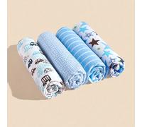 TEMU Juego de 4 Manta Suaves y Acogedoras para Niños en Franela - Envolturas Ligueras Multifuncionales con Diseños de Animales Adorables, y , (Rosa, Azul, Marrón, , Verde) - Ideales para Niños y Niñas