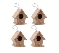 TEMU Juego de 4 mini de , madera de teka y interior forrado de , decoración colgante resistente al para fiestas de jardín, sin batería.