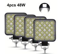 TEMU Juego de 4 mini luces LED de trabajo cuadradas de 3 pulgadas | Adecuadas para varios modelos de vehículos, alimentación de 12V, más de 3000 , material de aluminio, sin batería