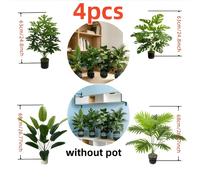 TEMU Juego de 4 palmeras artificiales premium de y verano, estilo tropical, vertical y hojas anchas y exuberantes, sin , adecuado para decoración de interiores/paisajismo exterior, , , patio, jardín