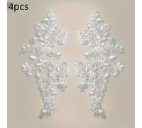 TEMU Juego de 4 parches de bordado de encaje floral en estilo , perfectos para proyectos como vestidos de novia, manualidades de costura, ropa, jeans, chaquetas y bolsos.