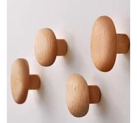 TEMU Juego de 4 Perchas de Madera de Nogal/ Montadas en la Pared - Colgador Artesanal para Abrigos, Toallas y Sombreros - Almacenamiento de Ropa con Estilo y Resistencia