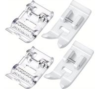 TEMU Juego de 4 pies de prensa de cuarto de para máquinas de coser, con rodillos antiadherentes y diseño a presión, compatibles con máquinas de coser de vástago en dos estilos