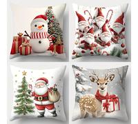 TEMU Juego de 4 piezas, de Almohada Navideña, 17.7"*17.7", Estampado en un , Decoración Navideña, Cubierta para Cojín Lumbar del Sofá, Sin Almohada