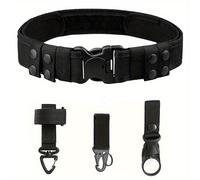 TEMU Juego de 4 piezas de cinturón táctico con hebilla de rápida, cinta de tela Oxford, hebillas organizadoras, llavero y hebilla para botella de agua