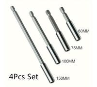 TEMU Juego de 4 Piezas de Extensión Magnética para Brocas de 1/4" - Diseño Largo y Cambio Rápido, Soporte Seguro para Destornillador Eléctrico con Eficiencia