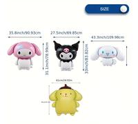 TEMU Juego de 4 piezas de globos grandes 3D con lámina de la serie Sanrio: Kuromi, My Melody, Cinnamoroll, Pompompurin, para fiestas de y reuniones