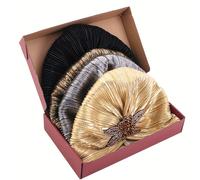 TEMU Juego de 4 Piezas, de Regalo, Accesorios de Joyería Vintage Europea y Americana, Pañuelo y Sombrero, Sombrero Indio Plisado Dorado, Turbante de Traje Étnico