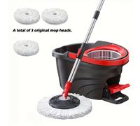 TEMU Juego de 4 piezas, Mopa Rotativa, , Set de Mopa de Limpieza de Un , , Pedal de Varilla Telescópica, Paño de Piso de Accionamiento a Presión Manual