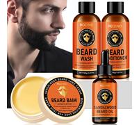 TEMU Juego de 4 piezas para el cuidado del hombre, champú y acondicionador para barba de , aceite para barba, hidratante y humectante, limpieza , adecuado para el cuidado de la barba del hombre.